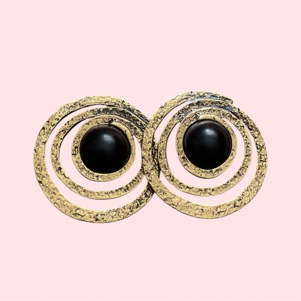 Chico's Gold and Black Circular Earrings